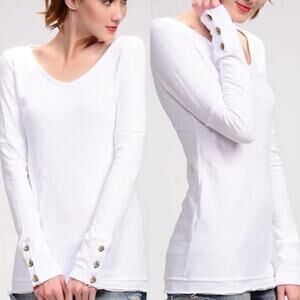 Americanable Women’s Wonderland Longsleeve Top V-Neck Boho in White M